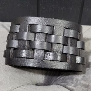 Black Interwoven Faux Leather Bracelet